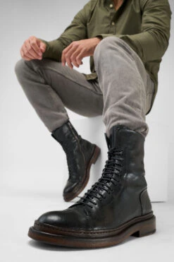YORK Urban-black Welted Military Boots. -Untamedstreet Shop Men wearing YORK urban black welted military leather boots 242116