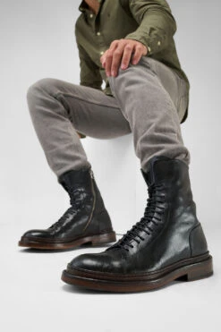 YORK Urban-black Welted Military Boots. -Untamedstreet Shop Men wearing YORK urban black welted military leather boots 242121