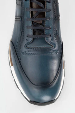 OWEN Meteorite-blue Triple Stitched Patina Runners. -Untamedstreet Shop OWEN men runners blue 3stitched luxury calf leather madeinitalyCapture0017 2