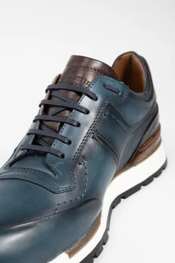 OWEN Meteorite-blue Triple Stitched Patina Runners. -Untamedstreet Shop OWEN men runners blue 3stitched luxury calf leather madeinitalyMACROSSNK 0085 2