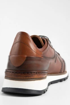 OWEN Cocoa-brown Triple Stitched Wingtip Patina Runners. -Untamedstreet Shop OWEN men runners wingtip cocoa brown luxury calf leather madeinitaly MACROSSNK 0046 2