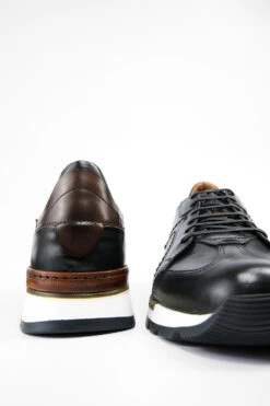 OWEN Tuxedo-black Triple Stitched Wingtip Patina Runners. -Untamedstreet Shop OWEN tuxedo black triple stitched wingtip patina runners leather made in italy untamed Capture0280 1