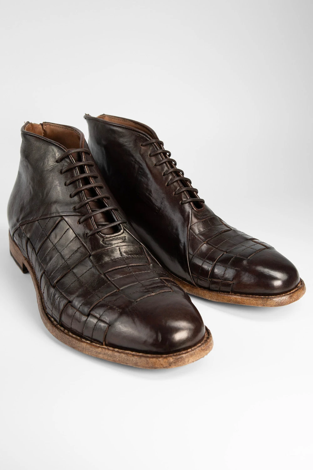 PARKER Dark-cocoa Woven Leather Chukka Boots. 2 PARKER Dark-cocoa Woven Leather Chukka Boots. - Image 2