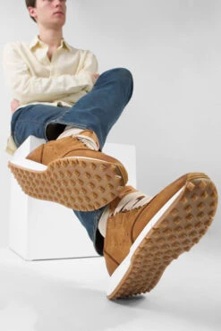 PEARCE Rust-brown Nubuck Wingtip Runners. -Untamedstreet Shop PEARCE rust brown nubuck wingtip runners LF SS25 03655