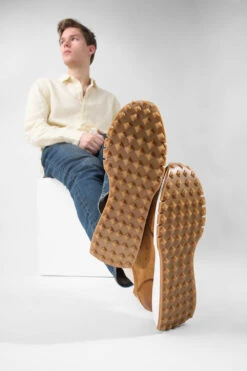 PEARCE Rust-brown Nubuck Wingtip Runners. -Untamedstreet Shop PEARCE rust brown nubuck wingtip runners LF SS25 03662