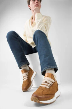 PEARCE Rust-brown Nubuck Wingtip Runners. -Untamedstreet Shop PEARCE rust brown nubuck wingtip runners LF SS25 03680