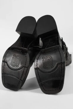 QUINN Urban-black Embellished High Boots. -Untamedstreet Shop QUINN urban black embellished buckles high leather boots W2405790