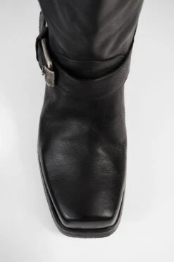 QUINN Urban-black Embellished High Boots. -Untamedstreet Shop QUINN urban black embellished buckles high leather boots W2406066