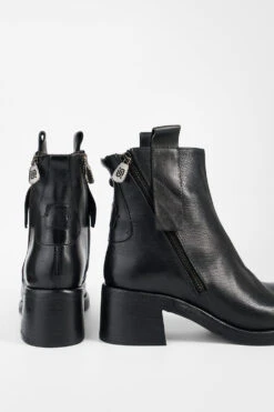 QUINN Urban-black Zipped Ankle Boots. -Untamedstreet Shop QUINN urban black zipped ankle leather boots BACK 07140 Copy