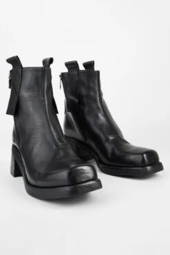 QUINN Urban-black Zipped Ankle Boots. -Untamedstreet Shop QUINN urban black zipped ankle leather boots FRONT 07187