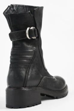 RADNOR Matte-black Buckle Bikers. -Untamedstreet Shop RADNOR matte black buckle bikers leather made in italy untamed street MACROS01737