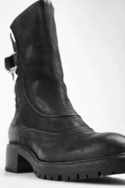 RADNOR Matte-black Buckle Bikers. -Untamedstreet Shop RADNOR matte black buckle bikers leather made in italy untamed street MACROS01738