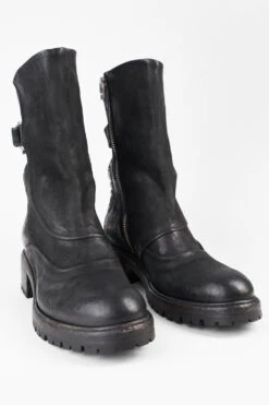 RADNOR Matte-black Buckle Bikers. -Untamedstreet Shop RADNOR matte black buckle bikers leather made in italy untamed street SIDE00614