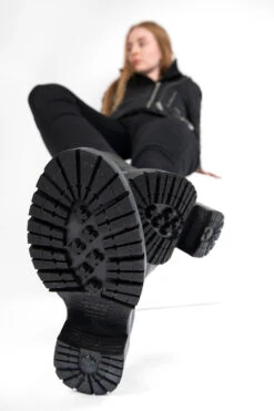 RADNOR Urban-black Front-zip Bikers. -Untamedstreet Shop RADNOR women boots biker front zip black luxury calf leather distressed made in italy11269