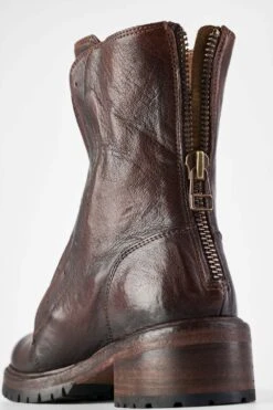 RADNOR Terra-brown Laceless Bikers. -Untamedstreet Shop RADNOR women boots biker laceless brown luxury calf leather distressed made in italy8690