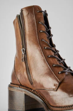 REGENT Caramel-brown Lace Up Boots. -Untamedstreet Shop REGENT women boots military low heel lace up brown luxury buffalo leather distressed made in italy8614