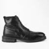 ROWLEY Coal-black Folded Lace Up Boots.