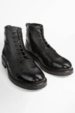 ROWLEY Coal-black Folded Lace Up Boots. -Untamedstreet Shop ROWLEY coal black folded lace up leather boots W2405318