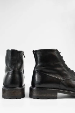 ROWLEY Coal-black Folded Lace Up Boots. -Untamedstreet Shop ROWLEY coal black folded lace up leather boots W2405684
