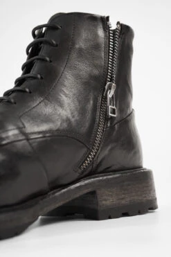 ROWLEY Coal-black Folded Lace Up Boots. -Untamedstreet Shop ROWLEY coal black folded lace up leather boots W2405931