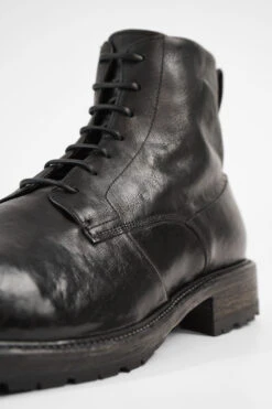 ROWLEY Coal-black Folded Lace Up Boots. -Untamedstreet Shop ROWLEY coal black folded lace up leather boots W2405937