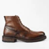 ROWLEY Cognac Folded Lace Up Boots.