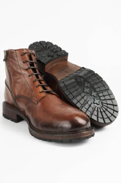 ROWLEY Cognac Folded Lace Up Boots. -Untamedstreet Shop ROWLEY cognac brown folded lace up leather boots W2405456