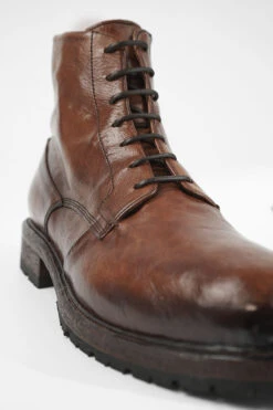 ROWLEY Cognac Folded Lace Up Boots. -Untamedstreet Shop ROWLEY cognac brown folded lace up leather boots W2405897