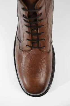 ROWLEY Cognac Folded Lace Up Boots. -Untamedstreet Shop ROWLEY cognac brown folded lace up leather boots W2406003
