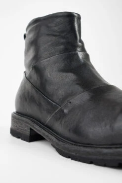 ROWLEY Jet-black Folded Laceless Boots. 14 ROWLEY Jet-black Folded Laceless Boots. -Untamedstreet Shop ROWLEY yet black folded leather laceless boots MACROS 07460 Copy