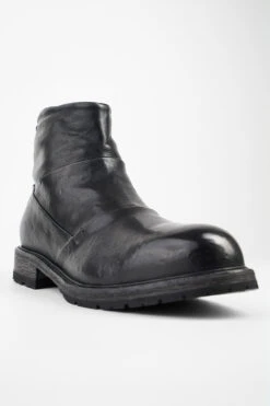 ROWLEY Jet-black Folded Laceless Boots. 16 ROWLEY Jet-black Folded Laceless Boots. -Untamedstreet Shop ROWLEY yet black folded leather laceless boots MACROS 07464
