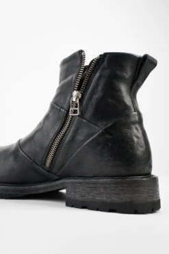 ROWLEY Jet-black Folded Laceless Boots. 15 ROWLEY Jet-black Folded Laceless Boots. -Untamedstreet Shop ROWLEY yet black folded leather laceless boots MACROS 07477