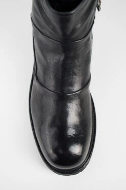 ROWLEY Jet-black Folded Laceless Boots. 18 ROWLEY Jet-black Folded Laceless Boots. -Untamedstreet Shop ROWLEY yet black folded leather laceless boots MACROS 07481