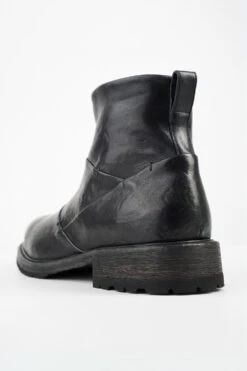 ROWLEY Jet-black Folded Laceless Boots. 17 ROWLEY Jet-black Folded Laceless Boots. -Untamedstreet Shop ROWLEY yet black folded leather laceless boots MACROS 07485