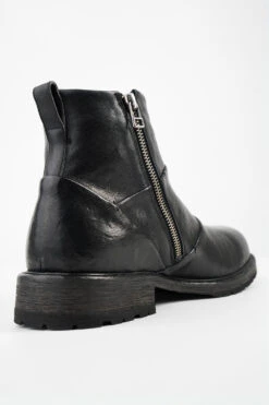 ROWLEY Jet-black Folded Laceless Boots. 20 ROWLEY Jet-black Folded Laceless Boots. -Untamedstreet Shop ROWLEY yet black folded leather laceless boots MACROS 07489