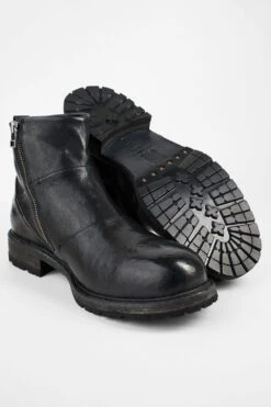 ROWLEY Jet-black Folded Laceless Boots. 13 ROWLEY Jet-black Folded Laceless Boots. -Untamedstreet Shop ROWLEY yet black folded leather laceless boots MID 07277