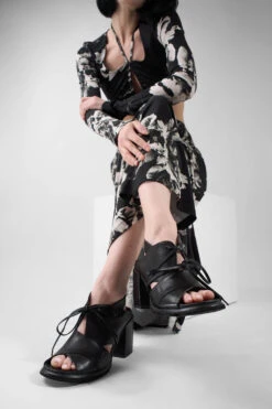 SHELLEY Jet-black Slingback Mid-heel Sandals. 16 SHELLEY Jet-black Slingback Mid-heel Sandals. -Untamedstreet Shop SHELLEY black slingback mid heel sandals LF SS25 02280