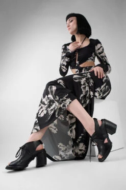 SHELLEY Jet-black Slingback Mid-heel Sandals. 19 SHELLEY Jet-black Slingback Mid-heel Sandals. -Untamedstreet Shop SHELLEY black slingback mid heel sandals LF SS25 02293