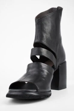 SHELLEY Jet-black Mid-heel Tall Sandals. -Untamedstreet Shop SHELLEYblackmid heeltallsandalMACRO W 09980