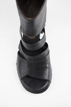 SHELLEY Jet-black Mid-heel Tall Sandals. -Untamedstreet Shop SHELLEYblackmid heeltallsandalMACRO W 09987