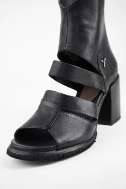 SHELLEY Jet-black Mid-heel Tall Sandals. -Untamedstreet Shop SHELLEYblackmid heeltallsandalMACRO W 09994