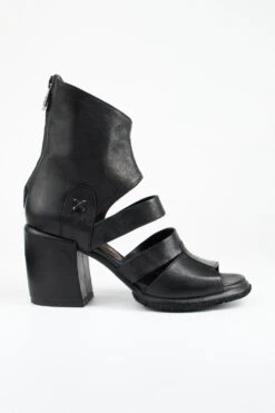 SHELLEY Jet-black Mid-heel Tall Sandals.