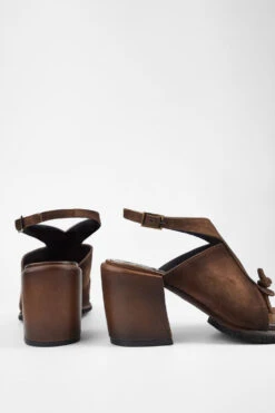 SHELLEY Coco-brown Suede Mid-heel Sandals. 30 SHELLEY Coco-brown Suede Mid-heel Sandals. -Untamedstreet Shop SHELLEYsuedebrownmid heelsandalBACK 08494