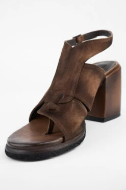 SHELLEY Coco-brown Suede Mid-heel Sandals. 31 SHELLEY Coco-brown Suede Mid-heel Sandals. -Untamedstreet Shop SHELLEYsuedebrownmid heelsandalMACRO W 00039