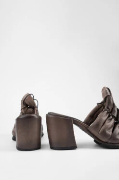 SHELLEY Mocha-brown Woven Mid-heel Sandals. -Untamedstreet Shop SHELLEYtaupemid heelsandalBACK 08505