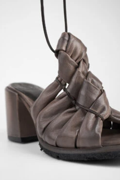 SHELLEY Mocha-brown Woven Mid-heel Sandals. -Untamedstreet Shop SHELLEYtaupemid heelsandalMACRO W 00061