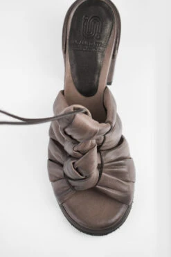 SHELLEY Mocha-brown Woven Mid-heel Sandals. -Untamedstreet Shop SHELLEYtaupemid heelsandalMACRO W 00071