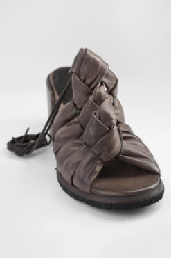 SHELLEY Mocha-brown Woven Mid-heel Sandals. -Untamedstreet Shop SHELLEYtaupemid heelsandalMACRO W 00073
