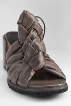 SHELLEY Mocha-brown Woven Mid-heel Sandals. -Untamedstreet Shop SHELLEYtaupemid heelsandalMACRO W 00081