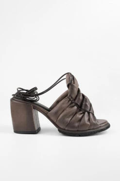 SHELLEY Mocha-brown Woven Mid-heel Sandals.